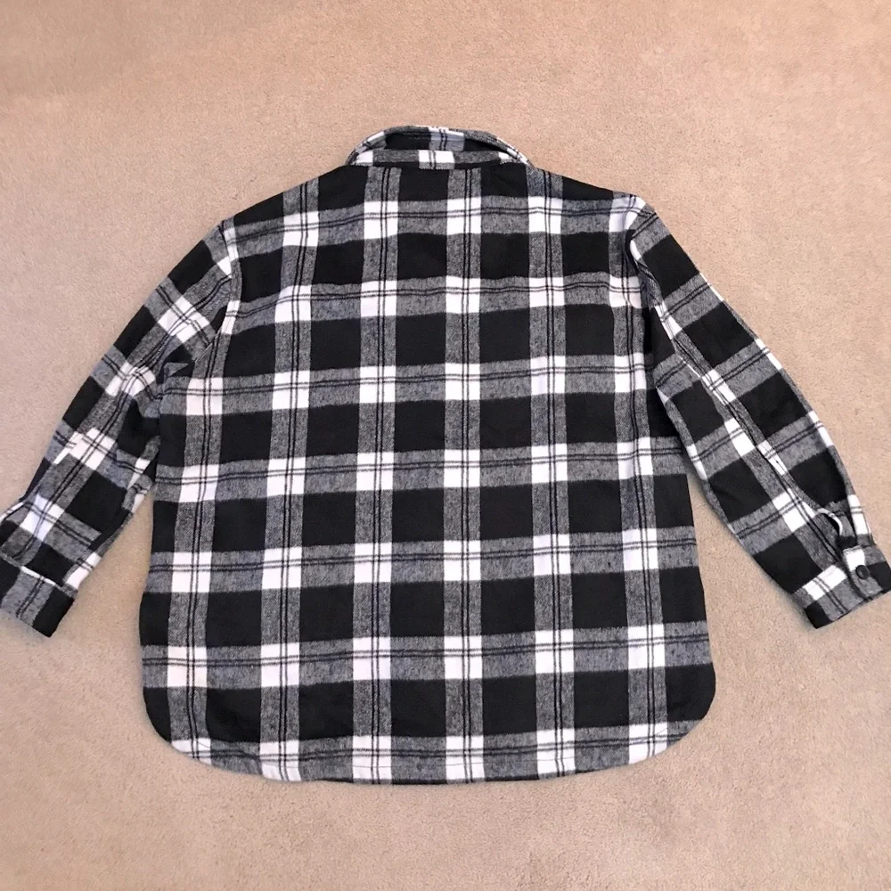 Members Mark Black White Plaid Shacket Size XXL Heavyweight Outerwear Cabincore